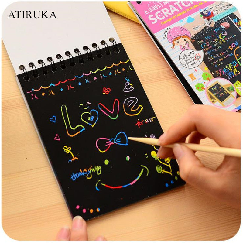 1PC Scratch Note Children's Creative DIY Scratch Painting Colorful Graffiti Notebook Creative DIY Environmental Friendly Puzzle