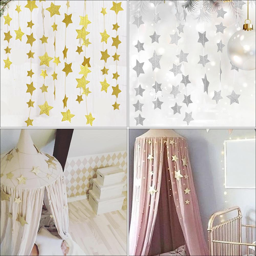 Mosquito Net Hanging Decoration Gold Silver Sparkling Stars baby room decor Children's Rooms Walls Decor baby bed