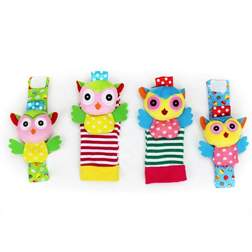 Wrist Strap Rattles Animal Socks Toy New A Pair 2pcs/set Baby Infant Soft Handbells Hand Foot Developmental Toys 0-12Months