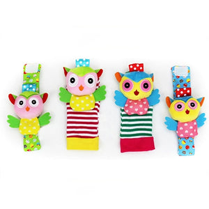 Wrist Strap Rattles Animal Socks Toy New A Pair 2pcs/set Baby Infant Soft Handbells Hand Foot Developmental Toys 0-12Months